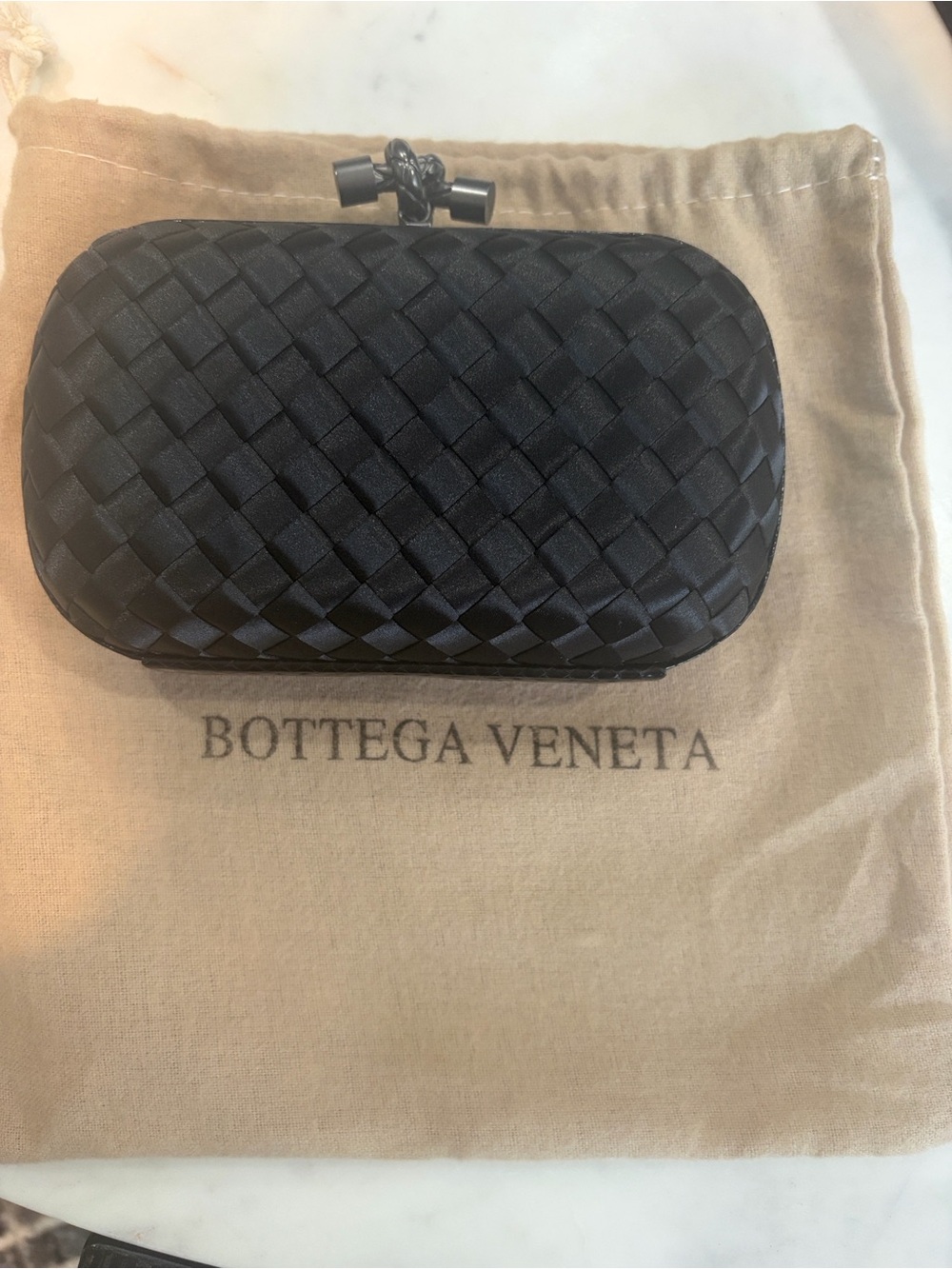 Bottega Veneta Black Intrecciato Knot Minaudière